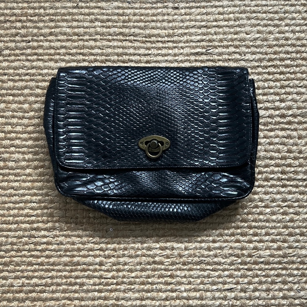 Faux Leather Black Clutch